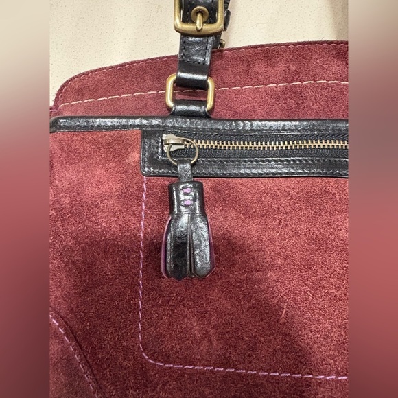 Coach Hamilton Suede Tote Bag Carryall Purse Eggplant Purple - Picture 3 of 11